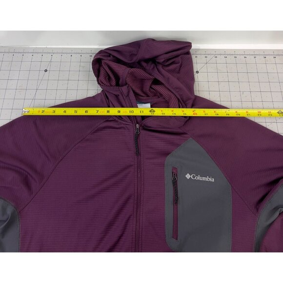 Columbia Men’s Large Canyon Hooded Fleece Jacket Omni-Wick Purple & Gray - Picture 6 of 11